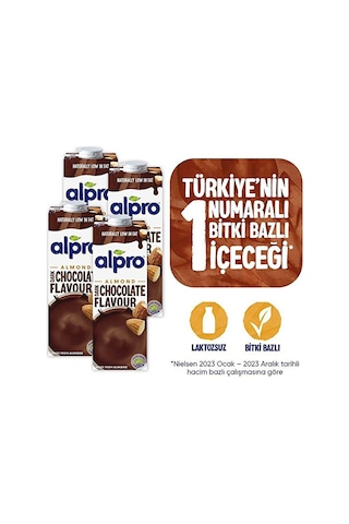 Alpro Bitter Çikolata Badem Sütü 4x1 L Vegan Laktozsuz Bitkisel B