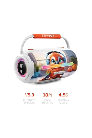 Beatbox Animals Papağan Led Işıklı Dayanıklı Ses Bombası Usb Sd A