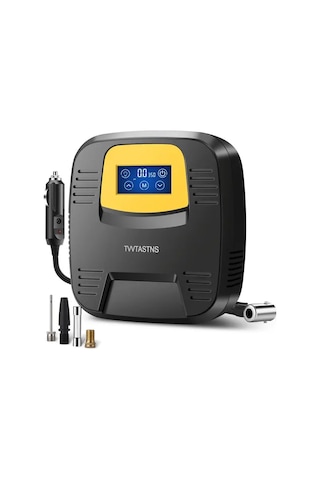 Xuweiwei Sarı Hava Kompresörü Lastik İnflatorü Taşınabilir Otomatik Hava Pompası Dokunmatik Ekran Led Işık Araba Bisiklet Basketbol İçin