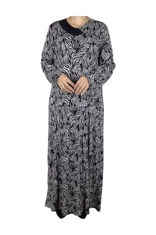 Kadın Desenli Oskar Kumaş Kulplu Elbise Lacivert