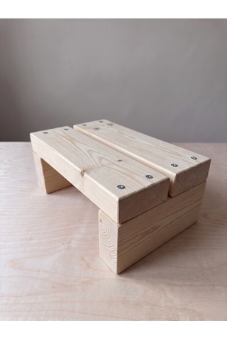 Nest Woodtr Doğal Ahşap Tek Katlı Basamak Tabure Yükseltici 30x25x15cm 1adet