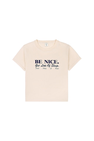 Enandı Çocuklar Için Be Nice Tişört Açık Krem