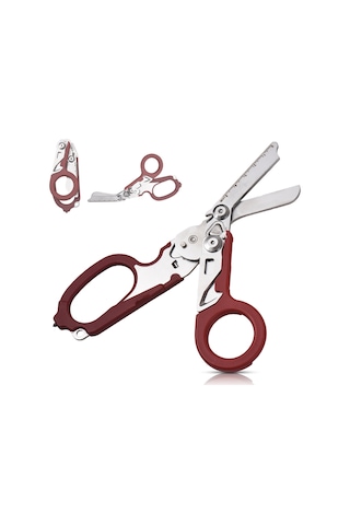 Yaozixa Kırmızı Çok Fonksiyonlu Çakı Pense - Dış Mekan Kamp İçin Katlanabilir Gergi, Cam Kırıcı, Açıcı Ve Ölçü Aleti