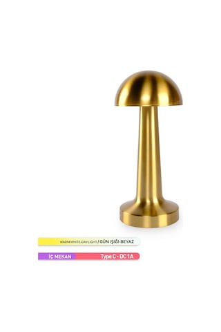 ACK Şarjlı Dokunmatik LED Masa Lambası, Dimlenebilir, Gold