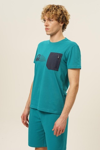 Benetton Bnt-m20436-23y Erkek T-shirt BNT-M20436-R1359 Petrol