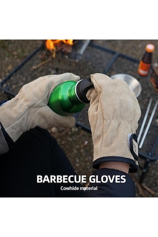 Homyl Deri Güvenlik İş Eldivenleri Yangın Isı Direnci Haki