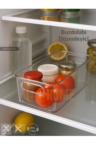 Jet's Home Buzdolabı İçi Düzenleyici Saklama Organizeri Bpa Free Düzenleyici Darbeye Dayanıklı 29x11x9 Cm Şeffaf