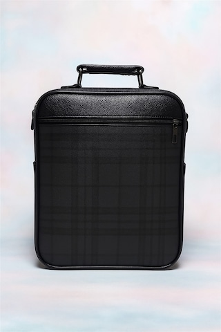 Newish Polo Postacı El Ve Omuz Çantası Kareli Suni Kasasız Büyük Siyah