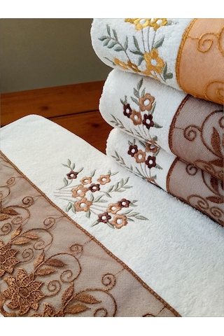 50x90 Cm 6lı Çeyizlik El Havlusu Seti Yüz Havlusu Seti Beyaz