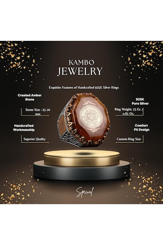 David Yıldızı Erkek Yüzüğü, El Yapımı Yüzük, 925 Ayar Gümüş Erkek Yüzüğü Gümüş