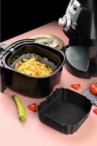 Airfryer Silikon Pişirme Kabı Tüm Airfryer'lere Uyumlu Siyah