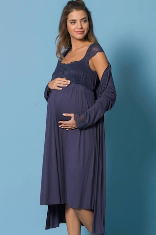 Monamise 18210 Hamile Lohusa Sabahlıklı Gecelik Takım - Lacivert