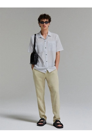 Sisley %100 Keten Slim Comfort Fit Pantolon Erkek Bej Pantolon - 325p4aghsf049