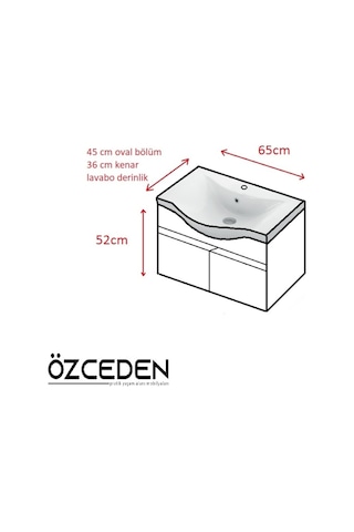 Yıldız 65 Komple Beyaz Alt Dolap Ve Lavabo Taşı Mdf Beyaz