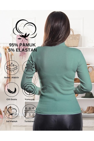Alya Underwear Kaşkorse Yarım Boğaz Body Sweatshirt, Fitilli Kumaş, Likralı, Bordo Okaliptus