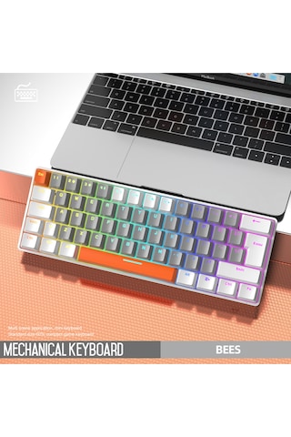 T60 Mini Rgb Oyun Klavyesi Gaming Mekanik 62 Tuşlu 18 Rgb Led Usb Tip-c Kablosu