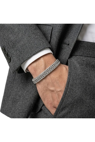 Premium Sarmal Çelik Zincir Örgülü Erkek Bileklik 31835b2d3 - 21 Cm Gümüş