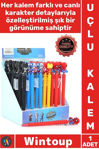 Kalem 17 Cm Ergonomik Eğlenceli Çocuk Öğrenci Mekanik Versatil Ofis 07 Uçlu Kahraman Figürlü Kalem
