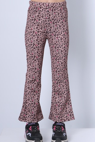 Kız Çocuk Tayt Leopar Ve Kalp Desenli İspanyol Paça C53 Pembe