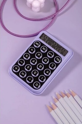 Renkli Işık Enerjili Hesap Makinesi - Günışığında Şarj 124-Pembe