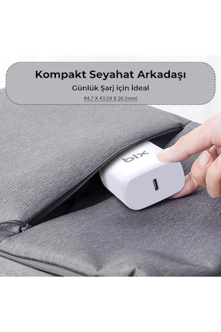 Bix BX-PD20TA 20W Type-C PD Hızlı Şarj Adaptörü