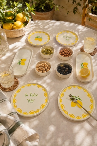 Vita Lemony 10 Parça 4 Kişilik Akdeniz Esintili Seramik Servis Ve Kahvaltı Takımı Beyaz