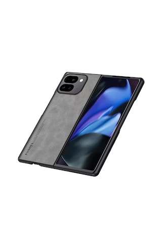Microcase Google Pixel 11 Pro Fold İle Uyumlu Luxury Leather Series Deri Desenli Plastik Koruma Kılıf - Al8125 Gri