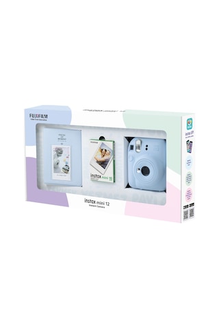 Fujifilm Instax Mini 12 Fotoğraf Makinesi + 10'lu Film + Pvc Albüm Bundle Box Mavi