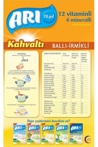 Arı Mama Kahvaltı Sütlü Ballı İrmikli Pirinç Unu 250 G