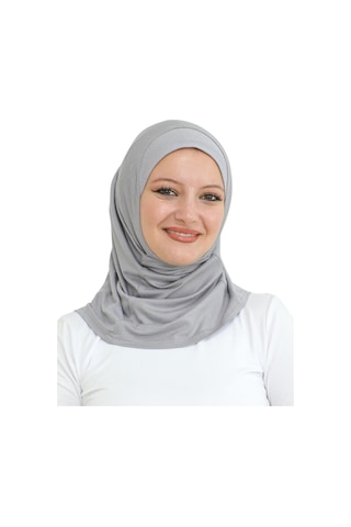 Spor Başörtüsü Kadın Hazır Giyim Türban Viskon Eşarp Şal - Gri Gri