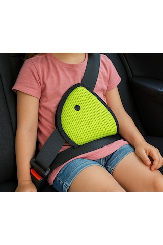 Çocuk Emniyet Kemeri Düzenleyici Neon Sarı Renk Araç İçi Güvenlik Ve Konfor Aksesuarı