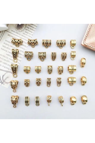 Monyee Zink Çelik Üç Yollu Bağlantı Elemanı 13mm Boyut, 4.5mm Delik 15 Farklı Desen, Toplam 30 Adet 1.2g/adet - Sn46 Altın