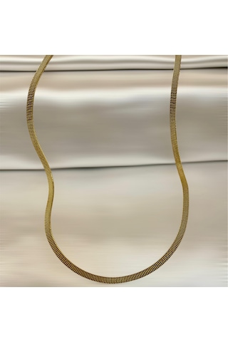 İtalyan Model Hasır Kordon Çelik Gold Unisex Kolye 60 Cm