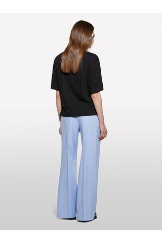 Sisley Keten Karışımlı Bisiklet Yaka T-shirt Kadın Siyah T-shirt - 325p3utfl107c