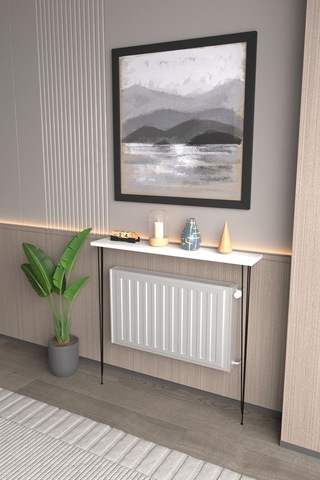Violet Minimalist Metal Ayaklı Dar Dresuar Dekoratif Petek Üstü Dresuar 90 Cm Beyaz