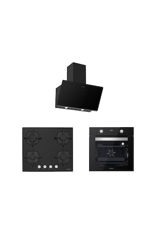 Silverline BO6502B02 - CS5427B01 - 3457 Soho 60 Siyah Ankastre Set