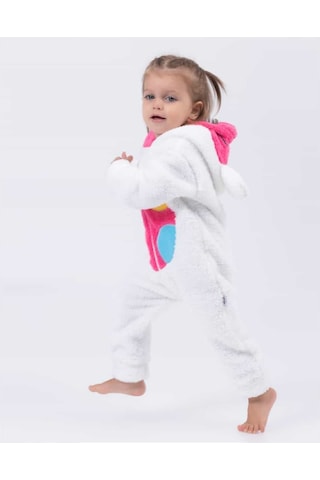 Mj Kids Welsoft Peluş Fermuarlı Ayıcık Tulum Ekru