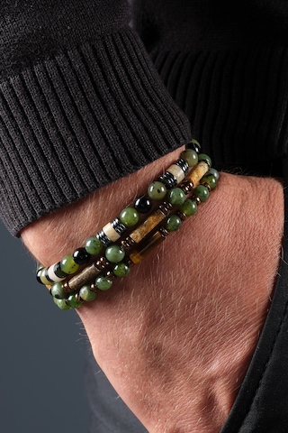 Ssilhoutte Doğaltaş Sertifikalı Yeşim Taşı Kaplangözü Ve Akik Kadın&erkek Set Doğal Taş Bileklik Yeşil