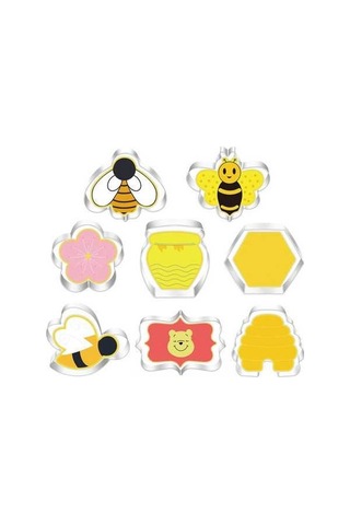 Fortunelane 8'li Arı Temalı Çerez Kalıbı - Arı, Balı, Çiçek, Balon Şekilleri - Gıda Güvenli Paslanmaz Çelik - Pastane Ve Parti De Sarı