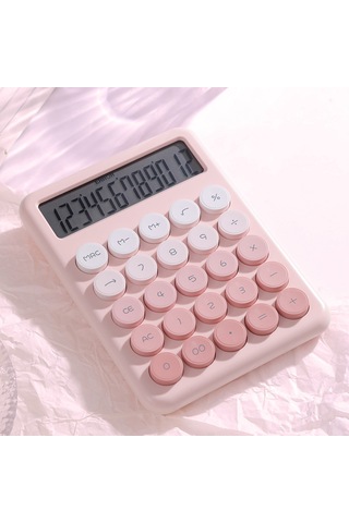 Aubyhe Desk Tipi Renkli Gradyan Hesap Makinesi - 12 Basamaklı Büyük Lcd Ekran, Sessiz İşlem, Aaa Pil Pil Yok - Pembe Gradyan Pembe