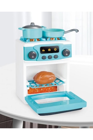 Pilli Işıklı Sesli Evcilik Mutfak Çocuk Eğitici Oyuncak Fırın Seti Full Fonksiyon