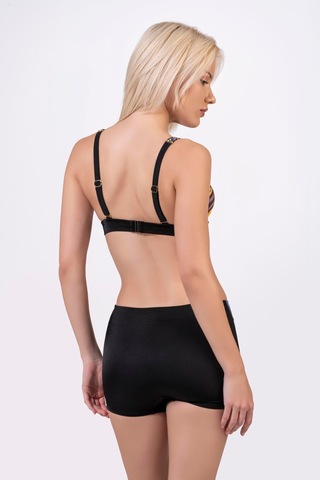 Endeep Kadın Etnik Desenli Özel Dokulu Kumaşlı Şortlu Bikini Takımı Siyah