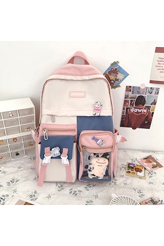 Xindoker Sevimli Pembe Çift Askılı Sırt Çantası - Şeffaf Ve Renkli Okul Çantası Pembe