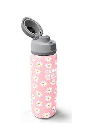 Coral High Papatya Desenli Pipetli Ve Direkt İçim Çelik Termos 800 Ml 38502 Açık Pembe