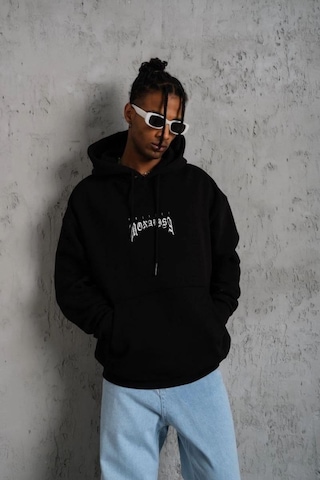 Mbb E-ticaret Erkek Baskılı Kapüşonlu Ve Kanguru Cepli Sweatshirt Hoodie- Siyah