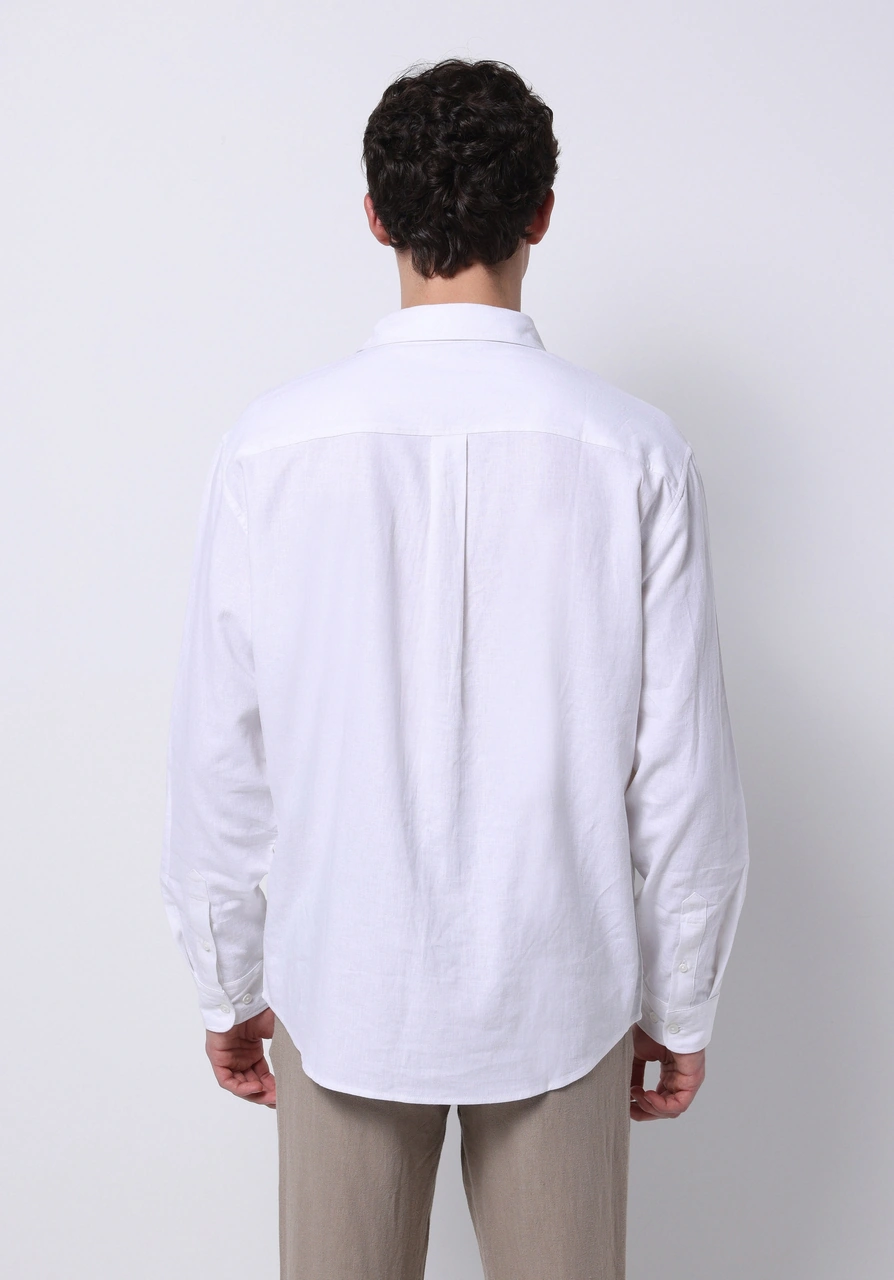 Colin's Colins Relax Fit Shirt Neck Düz Erkek Beyaz Uzun Kol Gömlek Cl1074490 Q1.v1 Wht Beyaz