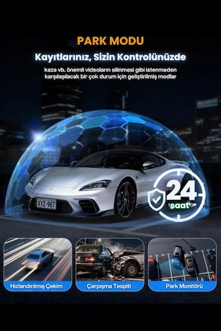 4 Lensli Full Hd 1080p 3.16" Ekran Araç İçi Kamera 4 Kamera Ayarlanabilir Açı Hareket Algılama