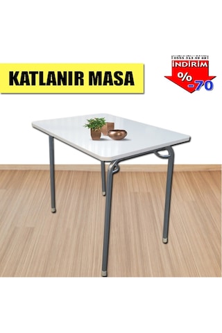 Depolife Katlanır Masa Piknik Masası Balkon Masası Katlanır Ayaklı 60X80Cm