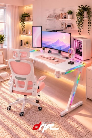 Aura White Rgb Led'li Beyaz Oyuncu Masası 120 60 Cm Çok Renkli