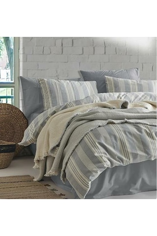 İyi Geceler İstanbul Wendy Müslin Çift Kişilik Mavi Yatak Örtüsü Ve Nevresim Takımı Mavi